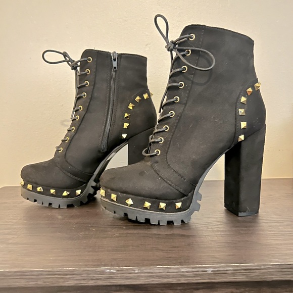 Fashion Nova Shoes - Black studded ankle boots
